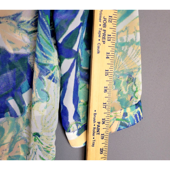 Chicos Button Front Top Blouse Womens Chicos 1 (M-8) Blue Floral Leaf V-Neck - Picture 9 of 13